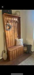 Handcrafted Solid Wood Monks Bench Hallway Seat Shoe Storage Entrance Way Unit With Coat Hook