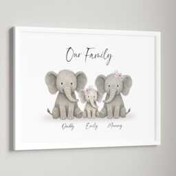 Personalised Elephant Family Gift Print Up To 6 Members Unframed - thumbnail 2