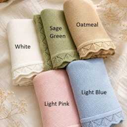 Personalised Embroidered Baby Blanket - Knitted Cotton Custom Name Newborn Gift Shower Keepsake - thumbnail 2