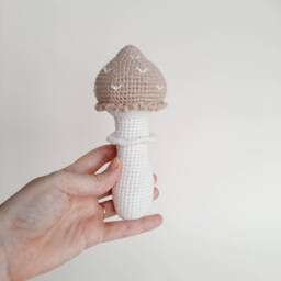 Crochet Mushroom Baby Rattle Woodland Nursery Decor - thumbnail 3