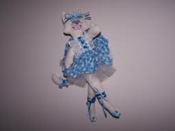 Wall Art Ballerina , Plush Cat Design Handmade Blue Tutu Bedroom Fabric Custom Orders - thumbnail 1