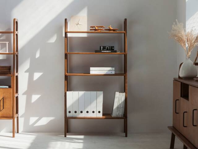 Mid Century Bookshelf, Wooden Bookcase 140 cm, Modern Shelving Unit, 4 Or 5 Shelves, Handmade Book Shelf, Custom Size - image 1