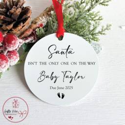 Personalised Pregnancy Announcement Christmas Tree Decoration Bauble - Gift From Bump Nanny Grandad Baby Reveal - thumbnail 1
