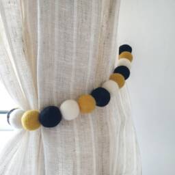 Custom Curtain Felt Ball Pom Tie Backs - thumbnail 3