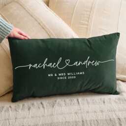 Personalised Couples Names Velvet Cushion - Decorative, Coloured With Filling For Valentine's Day, Anniversary, Gift - thumbnail 3