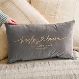 Personalised Couples Names Velvet Cushion - Decorative, Coloured With Filling For Valentine's Day, Anniversary, Gift