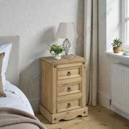 Bedside Table Solid Pine With 3 Drawers, Antique Wax Nightstand - thumbnail 4