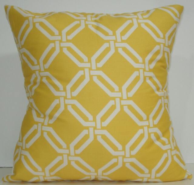New 18x18 Inch Designer Handmade Pillow Cases. Bright Yellow & White Link Pattern - image 1