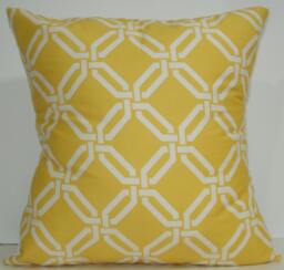 New 18x18 Inch Designer Handmade Pillow Cases. Bright Yellow & White Link Pattern - thumbnail 1