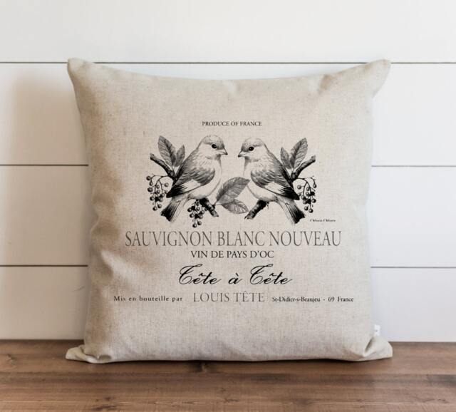 French Label 20 X Pillow Cover // Everyday Vintage Throw Gift Accent Cushion - image 1