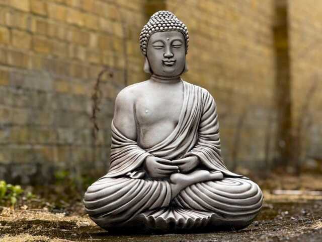 Massive Buddha Sculpture Concrete Figurine Cement Japanese Decoration Zen Garden Ornament Handmade Art Lover Gift - image 1