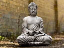 Massive Buddha Sculpture Concrete Figurine Cement Japanese Decoration Zen Garden Ornament Handmade Art Lover Gift - thumbnail 1
