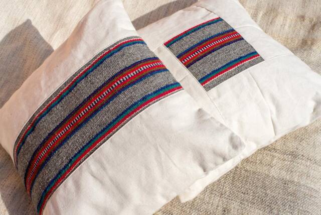 Set Of 2 Himalayan Wool Textile & Canvas Pillow Covers - Handmade in Nepal - image 1