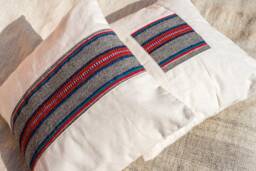 Set Of 2 Himalayan Wool Textile & Canvas Pillow Covers - Handmade in Nepal - thumbnail 1