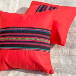 Set Of 2 Himalayan Wool Textile & Canvas Pillow Covers - Handmade in Nepal - thumbnail 2