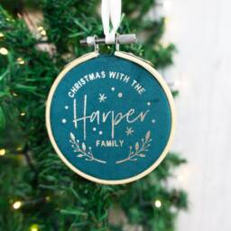 Christmas Tree Ornament Velvet Embroidery Bauble - Gold Or Silver, Personalised - thumbnail 2
