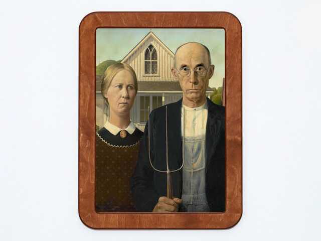 American Gothic Grant Wood Classic Painting Wooden Framed Art Print - image 1