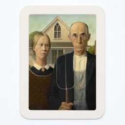 American Gothic Grant Wood Classic Painting Wooden Framed Art Print - thumbnail 3