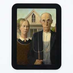 American Gothic Grant Wood Classic Painting Wooden Framed Art Print - thumbnail 2