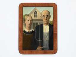 American Gothic Grant Wood Classic Painting Wooden Framed Art Print - thumbnail 1