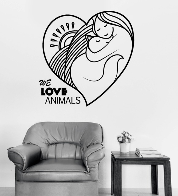 Wall Vinyl Decal Animal Protection We Love Decor For Pets Clinic - #2711Dn - image 1