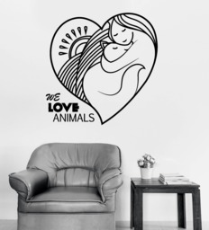Wall Vinyl Decal Animal Protection We Love Decor For Pets Clinic - #2711Dn - thumbnail 1