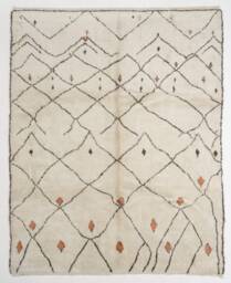 Handmade Beni Ourain Rug Beige Moroccan Wool Rug, Abstract Art Deco - thumbnail 1