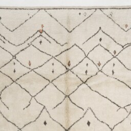 Handmade Beni Ourain Rug Beige Moroccan Wool Rug, Abstract Art Deco - thumbnail 3