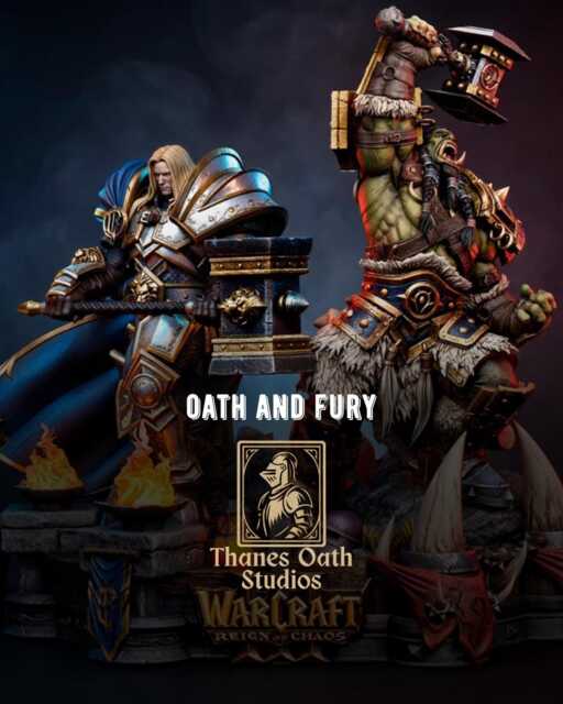 Oath & Fury - Fantasy Warrior Diorama Medieval Leaders Arthas Thrall Resin Figure 16K - image 1