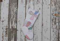 Vintage Dresden Plate Quilt Christmas Stocking Hand-Stitched Flower Petals - thumbnail 1