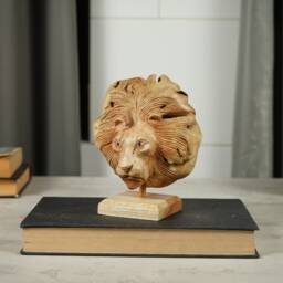 Wooden Lion Head Sculpture, Personalized Gift, African Animal, Handmade Statue, Safari, Wood Carving, Room Decoration, Teacher Gift - thumbnail 4