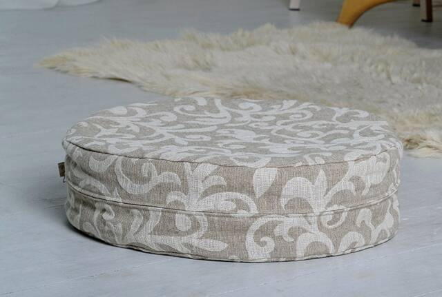 Ships Now. Set Of Natural Flax Meditation Cushion With Removable Natural Linen Case. Flax & Cotton Filled Zafu Pillow, Yoga Floor - image 1