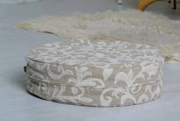 Ships Now. Set Of Natural Flax Meditation Cushion With Removable Natural Linen Case. Flax & Cotton Filled Zafu Pillow, Yoga Floor - thumbnail 1