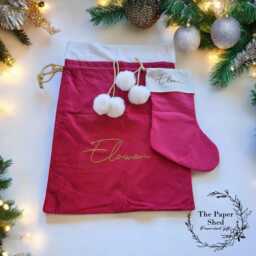 Velvet Christmas Santa Sack & Stocking Set - thumbnail 4