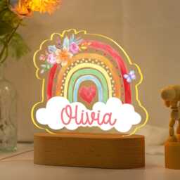 Personalized Night Light, Cute Rainbow Light, Custom Light, Baby Girl Gift, Rainbow Light, Gift For Kids - thumbnail 3