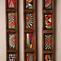 Ceramic Wall Art Handmade Tiles in Wood Frame - Made To Order Fiesta Tray - thumbnail 2