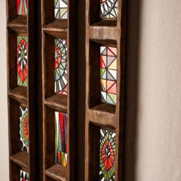 Ceramic Wall Art Handmade Tiles in Wood Frame - Made To Order Fiesta Tray - thumbnail 3