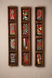 Ceramic Wall Art Handmade Tiles in Wood Frame - Made To Order Fiesta Tray