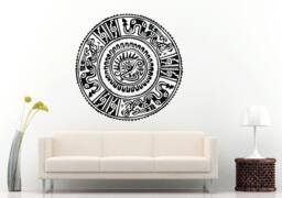 Aztec Calendar Ancient Historical Round Circle Pattern Wall Decal Vinyl Sticker Mural Room Decor L1305 - thumbnail 1