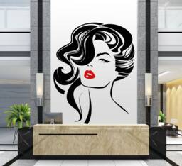 Woman Portrait Wall Decal Beauty Salon Decor 2948 - thumbnail 1