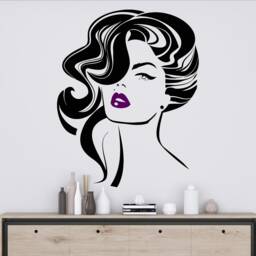 Woman Portrait Wall Decal Beauty Salon Decor 2948 - thumbnail 3