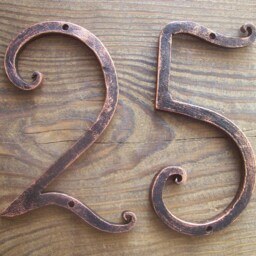 House Number/Wall Art Object /Black Copper Iron Numbers 5 Inch/Door Metal House Number/Address Numbers/Sign - thumbnail 2