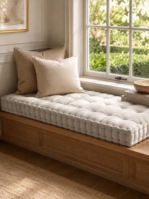 Custom Bench Cushion Handmade Cotton Blend Window Seat Cushion - image 1