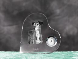 Sloughi - Crystal Clock in The Shape Of A Heart With Image Pure-Bred Dog - thumbnail 1