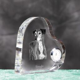 Sloughi - Crystal Clock in The Shape Of A Heart With Image Pure-Bred Dog - thumbnail 3