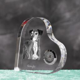 Sloughi - Crystal Clock in The Shape Of A Heart With Image Pure-Bred Dog - thumbnail 2