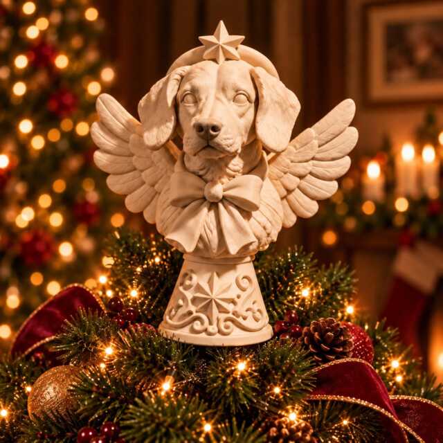 Personalised Pet Tree Topper From Photo - Custom Dog Christmas Ornament - image 1