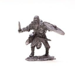 Tin 54mm Berserk With Sword & Shield Ix-x Cent. 132 Scale Metal Sculpture - thumbnail 1