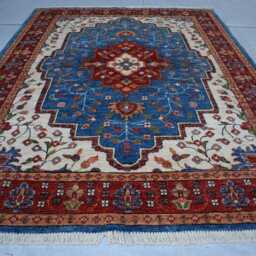 5x7 Ft Afghan Luxury Super Kazak Rug, Medallion New Geometric Area Rug, Hand Knotted Carpet, Rug For Living Room - thumbnail 2
