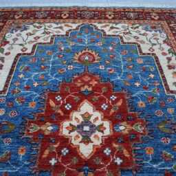 5x7 Ft Afghan Luxury Super Kazak Rug, Medallion New Geometric Area Rug, Hand Knotted Carpet, Rug For Living Room - thumbnail 3